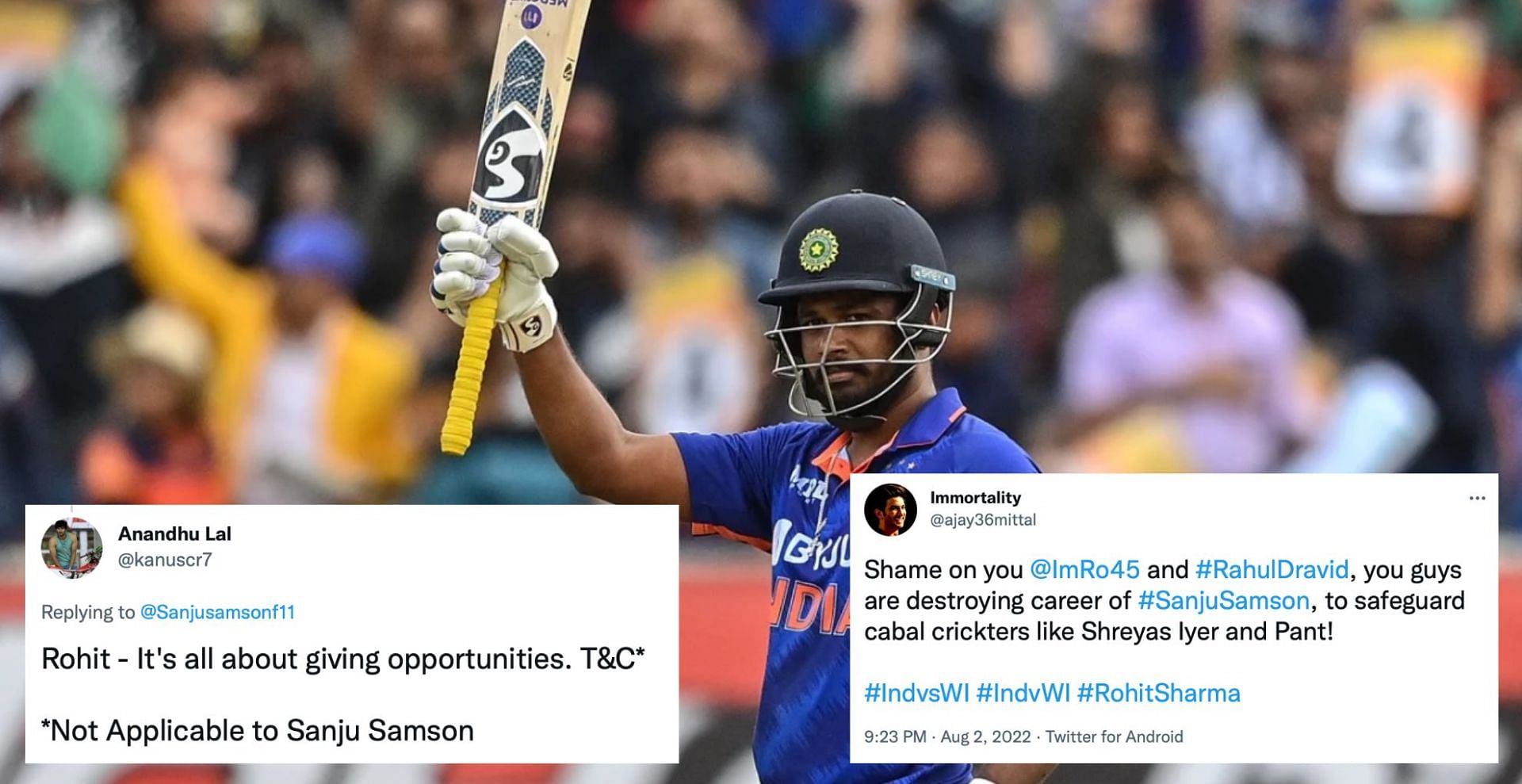 Sanju Samson replaced KL Rahul in India&#039;s T20I squad against West Indies. (Credit: Twitter)