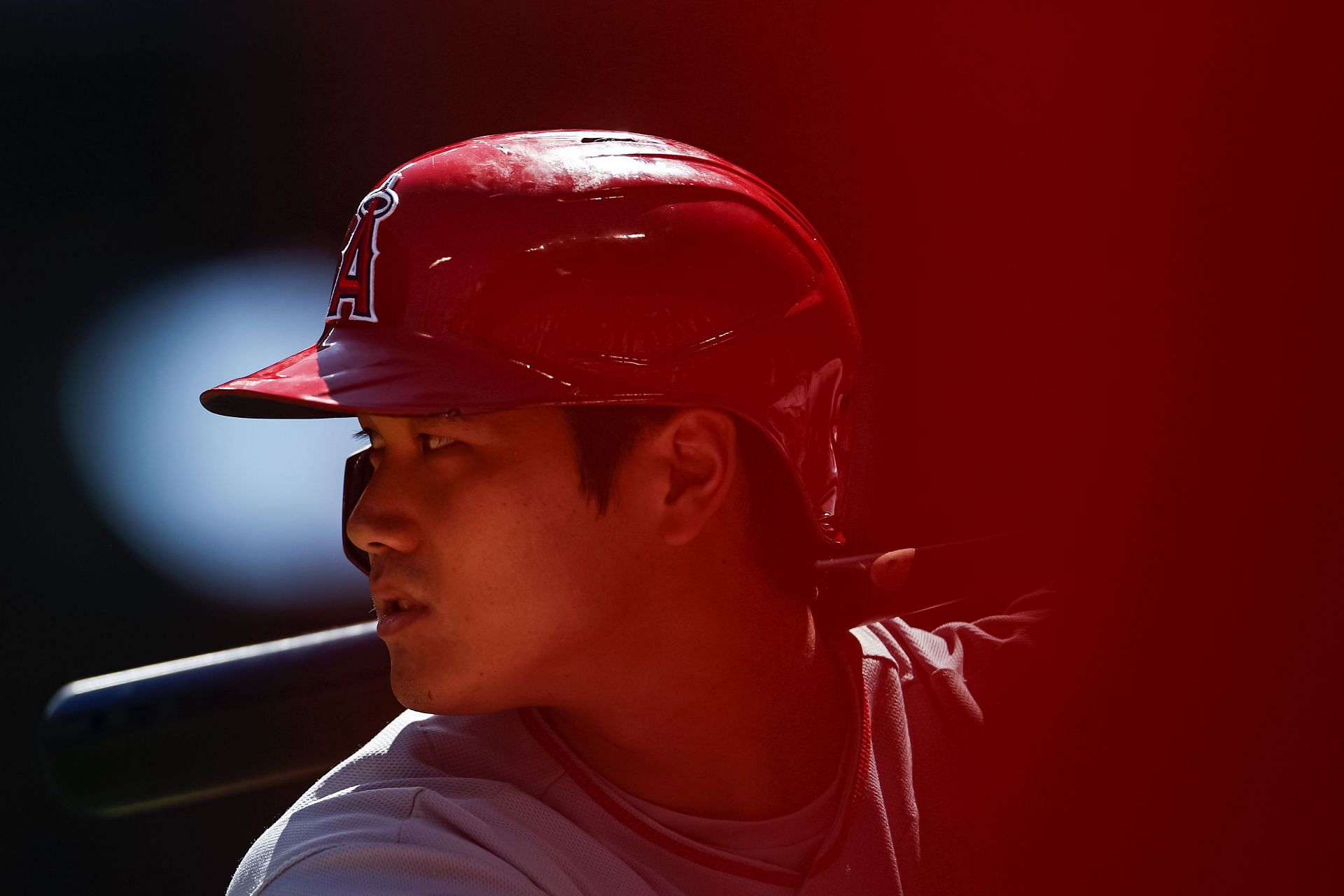 Shohei Ohtani bats during a Los Angeles Angels v Seattle Mariners - Game One