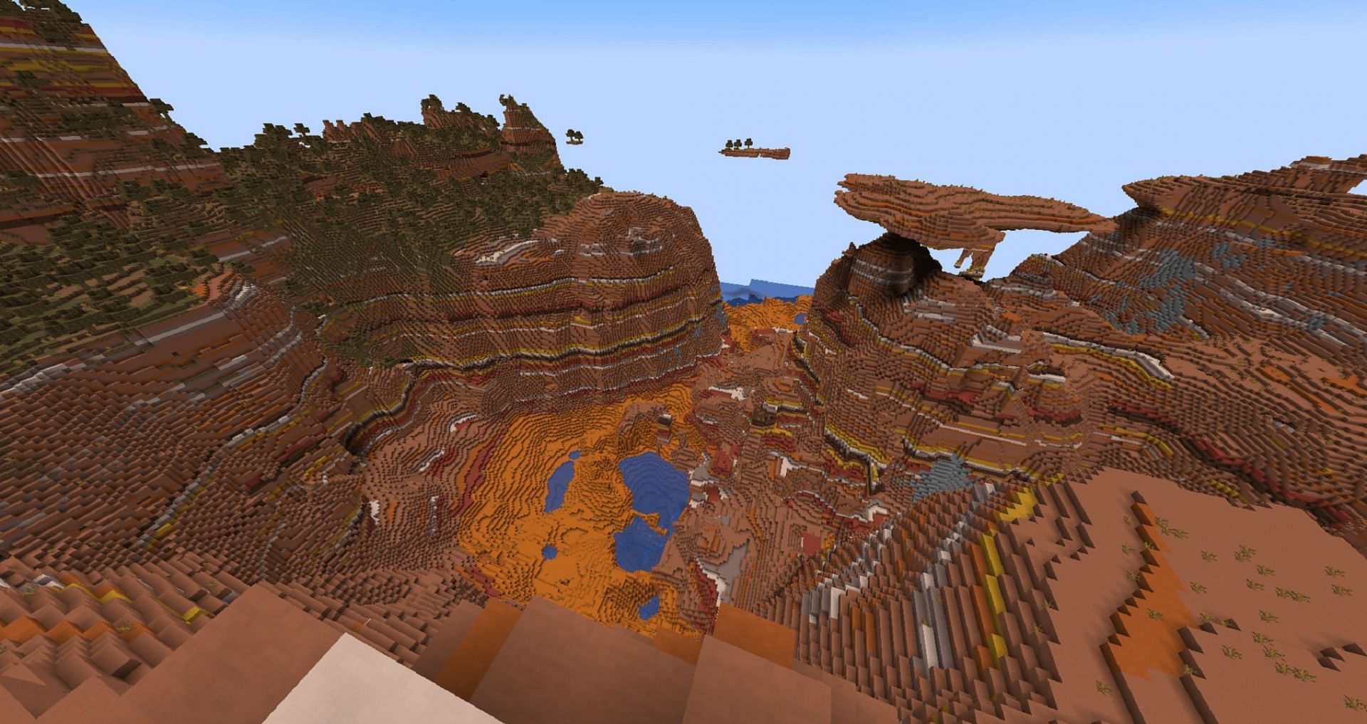 A gorgeous badlands biome awaits players in this seed (Image via u/The_Dubstep_Dalton/Reddit)