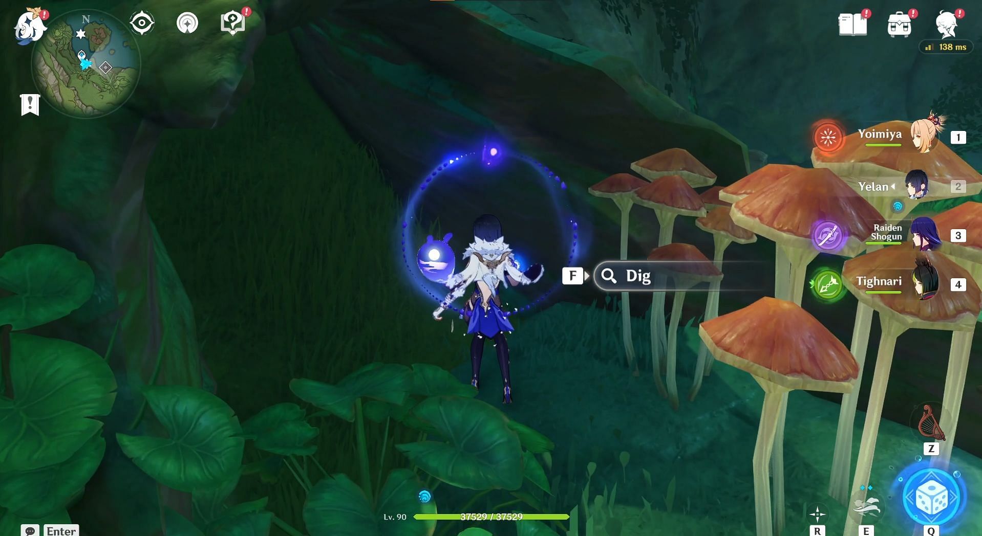 Dig option near the mushroom (Image via HoYoverse)