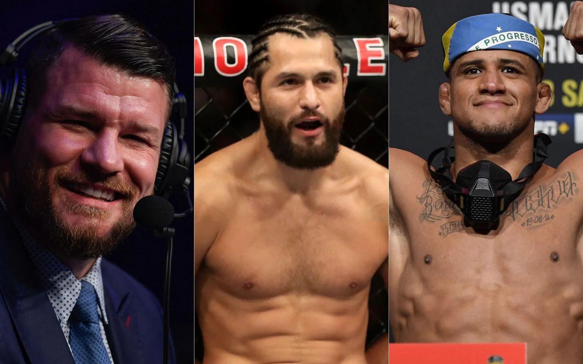 Michael Bisping (left), Jorge Masvidal (middle) and Gilbert Burns (right)