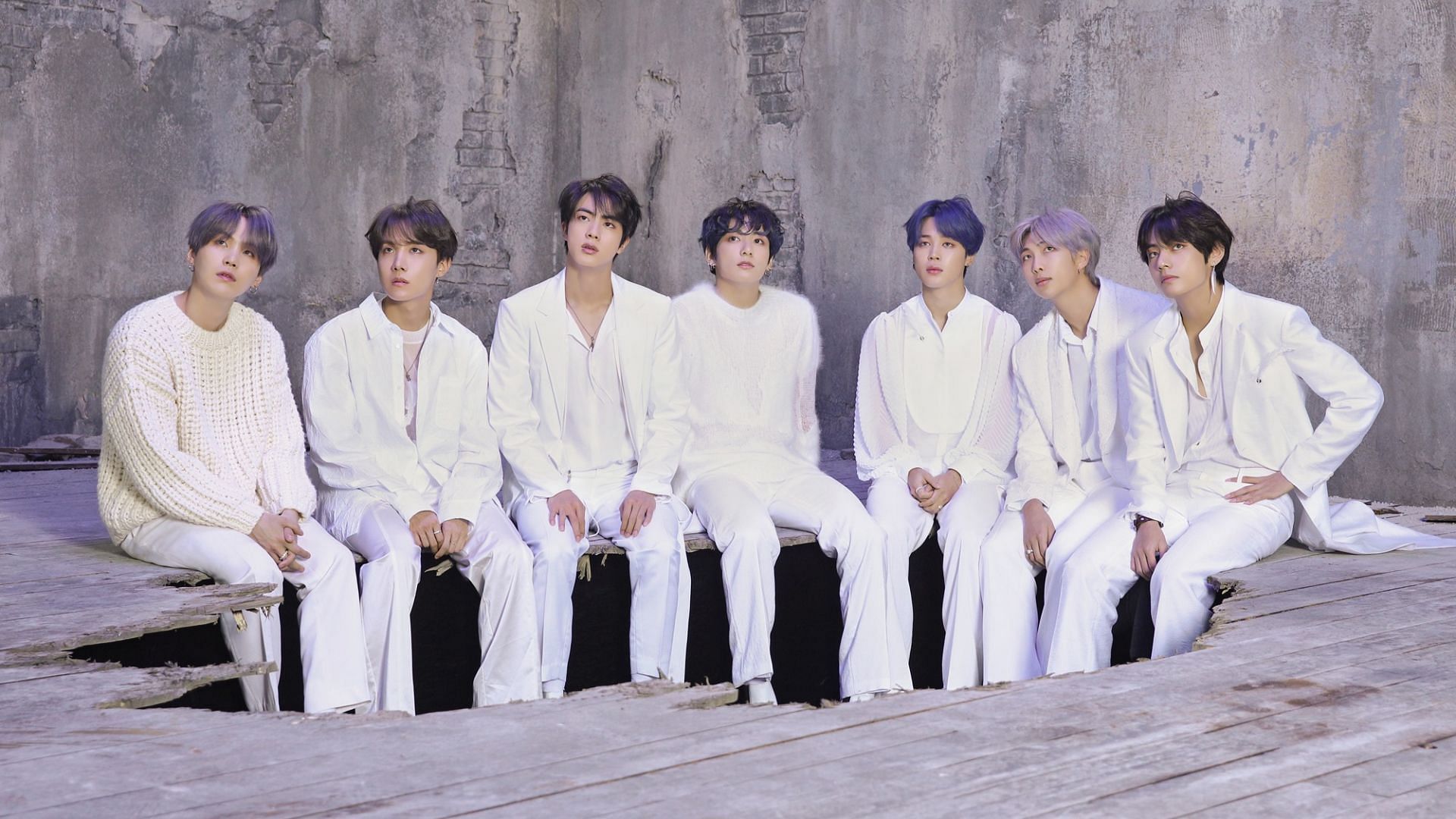BTS members pose for the shooting sketch of Map of the Soul:7 (Image via BIG HIT MUSIC)