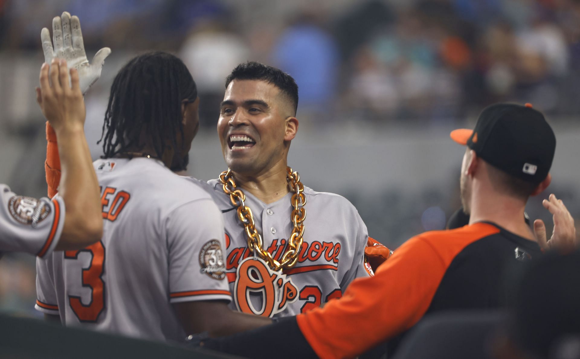 Robinson Chirinos of the Baltimore Orioles in a game vs. the Texas Rangers