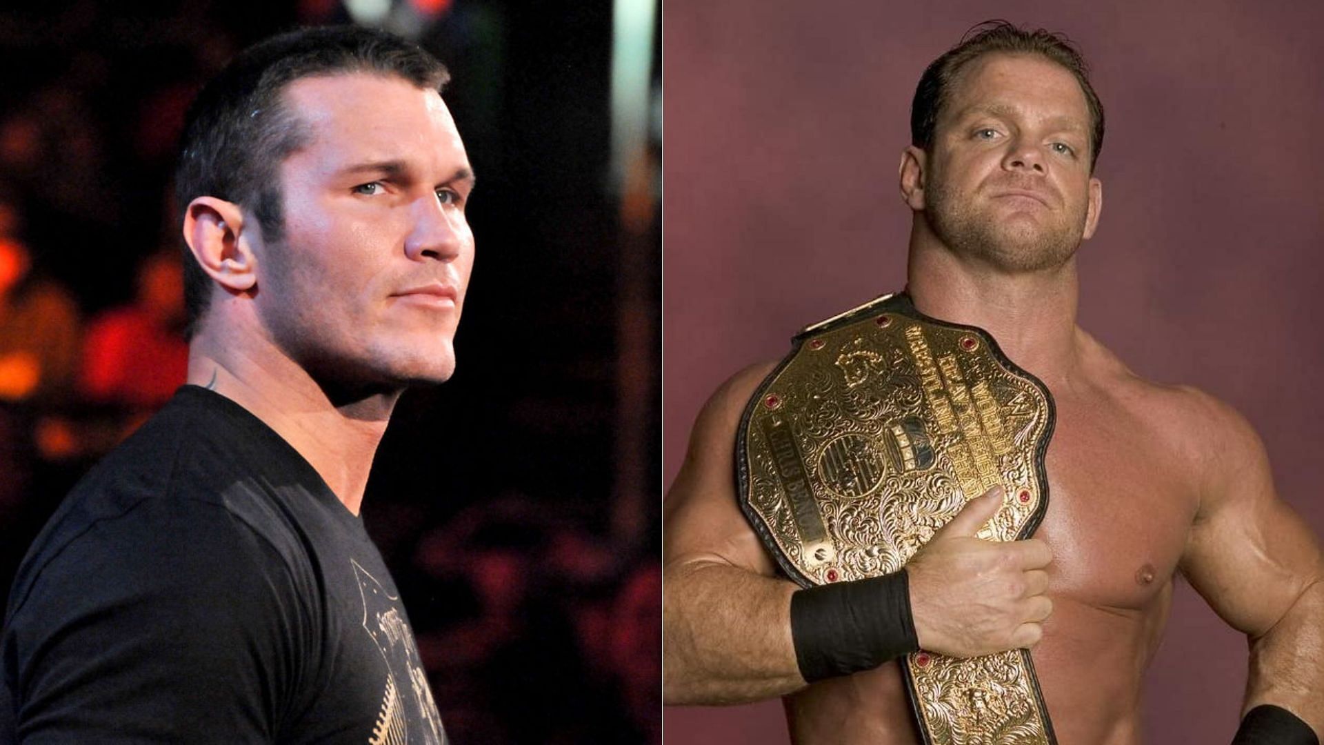 Randy Orton (left) feuded with Chris Benoit (right) in 2004.
