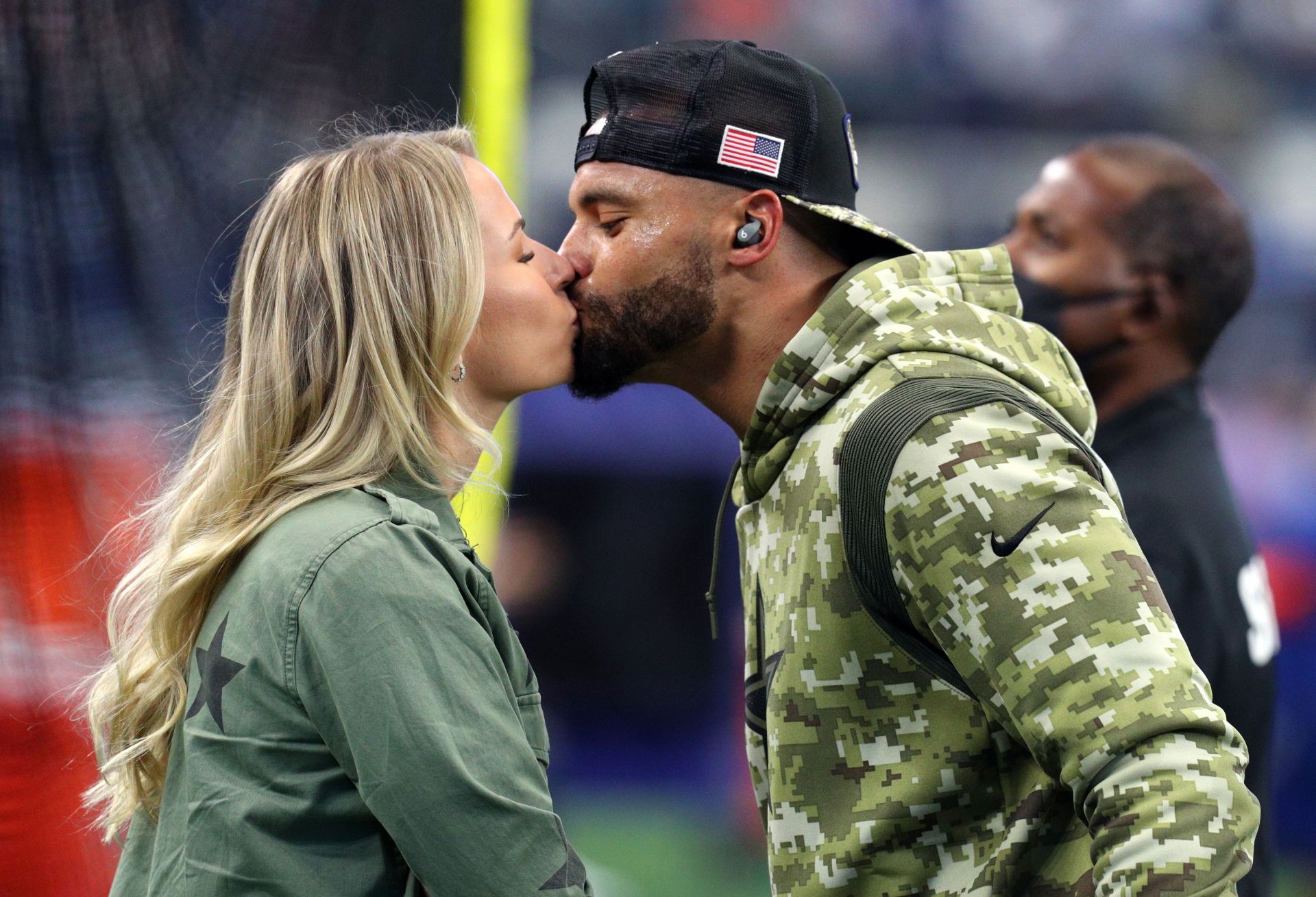 Dak Prescott and girlfriend Natalie Buffett share a kiss after