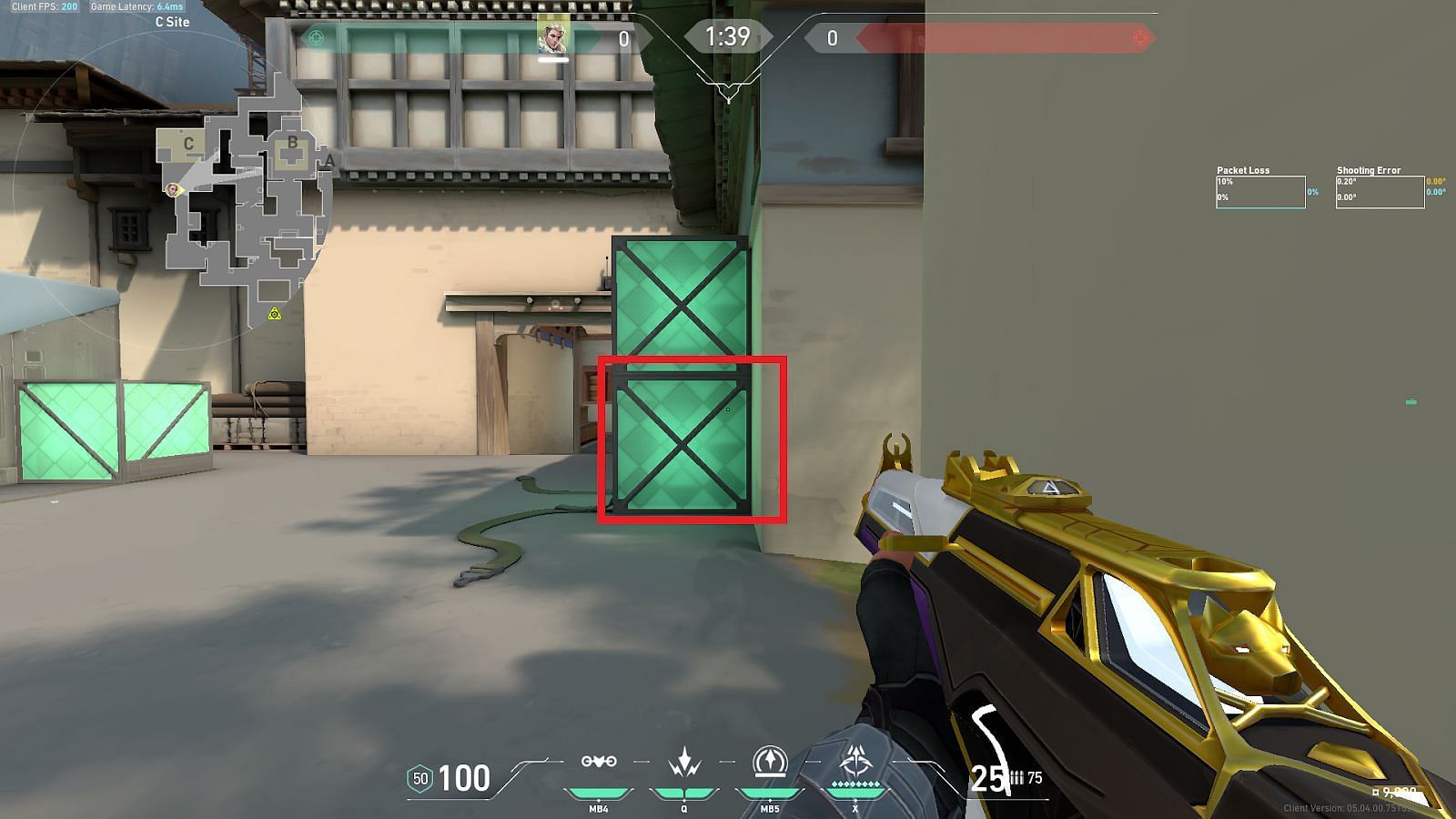 C-long entry to right Radianite boxes wallbang spot (Image via Riot Games)
