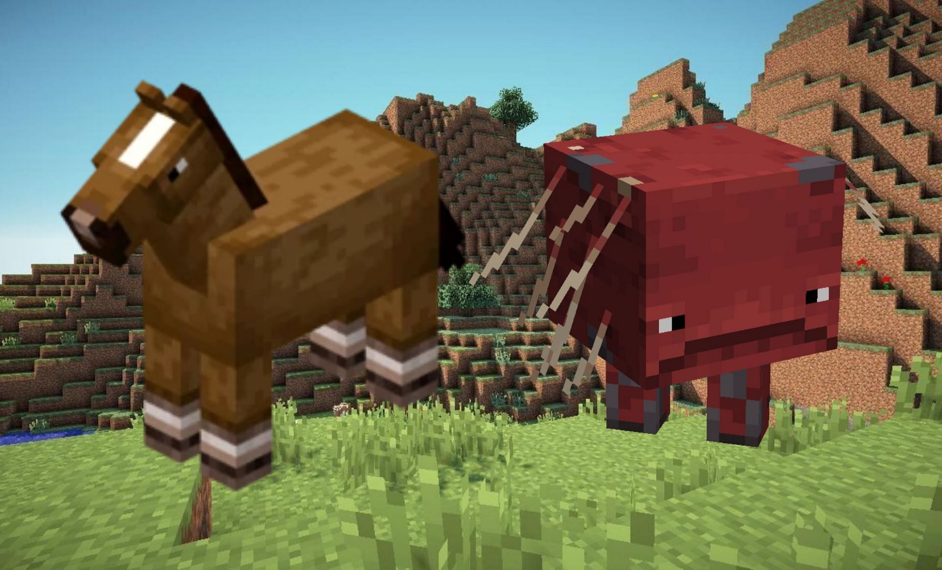 Striders and horses are somewhat similar (Image via Minecraft Wiki)