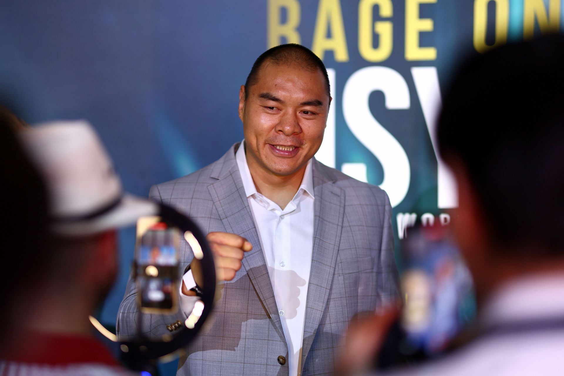 Zhang Zhilei at the Oleksandr Usyk v Anthony Joshua 2 - Press Conference