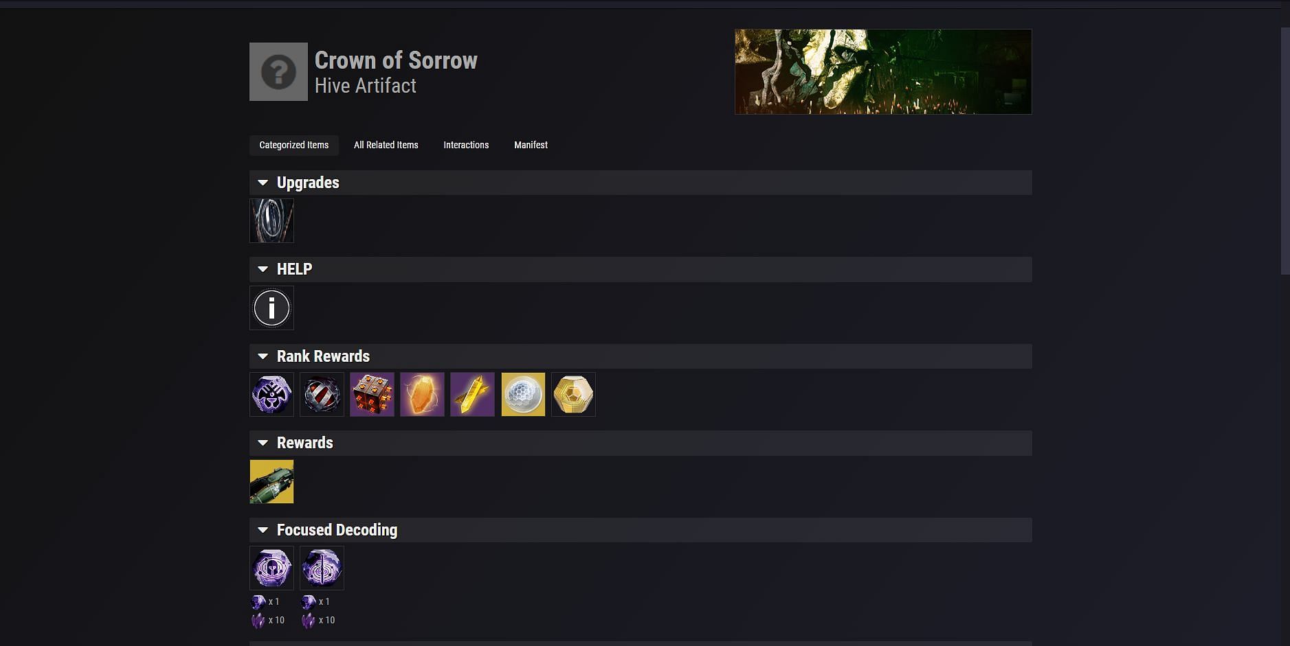 Season of the Haunted Sparrow located within the Crown of Sorrow (Image via Light.gg)