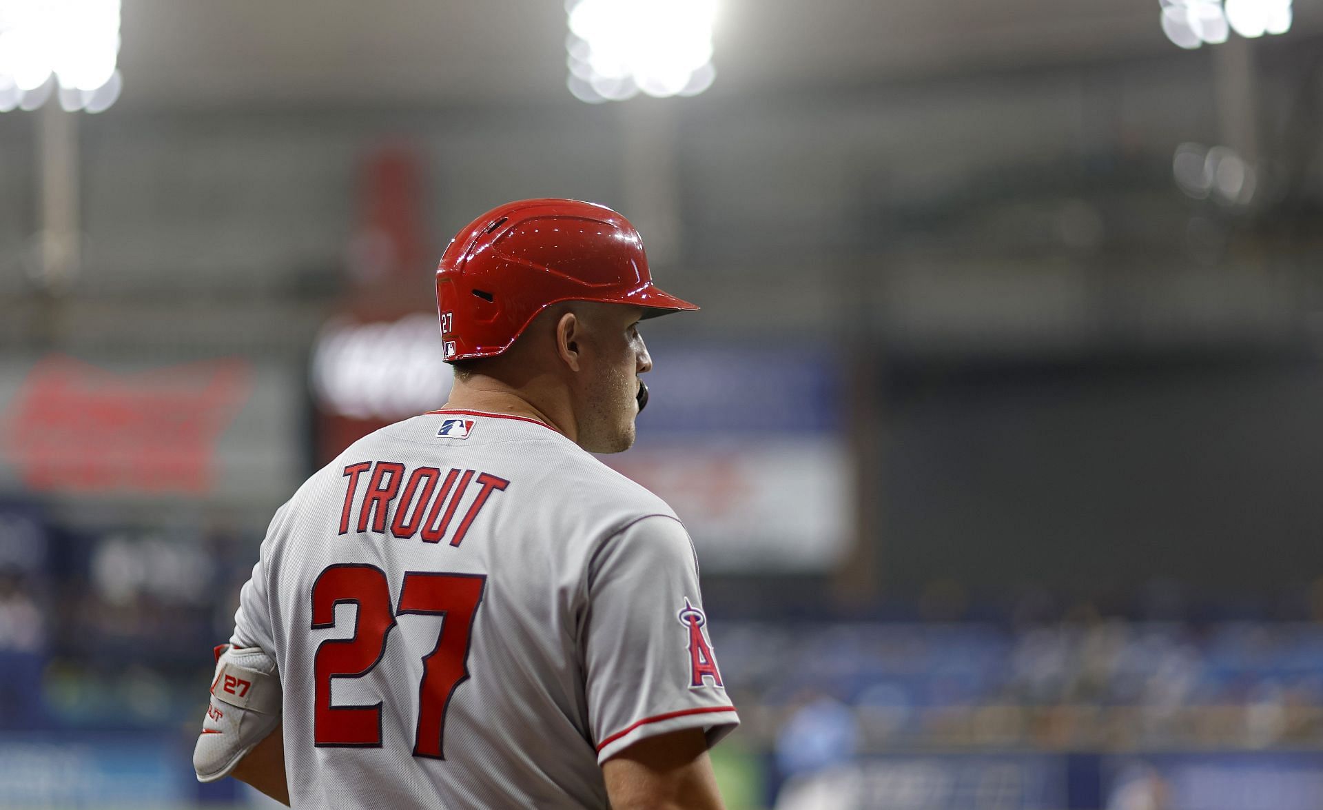 Mike Trout during a Los Angeles Angels v Tampa Bay Rays game