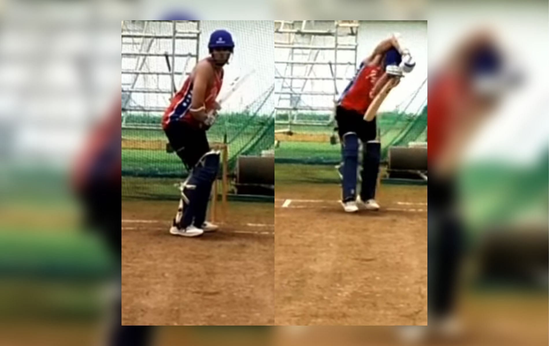 Arjun Tendulkar bats in the nets. (Pics: Instagram)