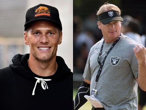 QB Tom Brady (l) and former Raiders HC Jon Gruden (r)