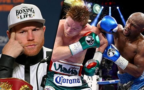 Canelo Alvarez (L), Canelo vs Mayweather (R), Credits:- Getty