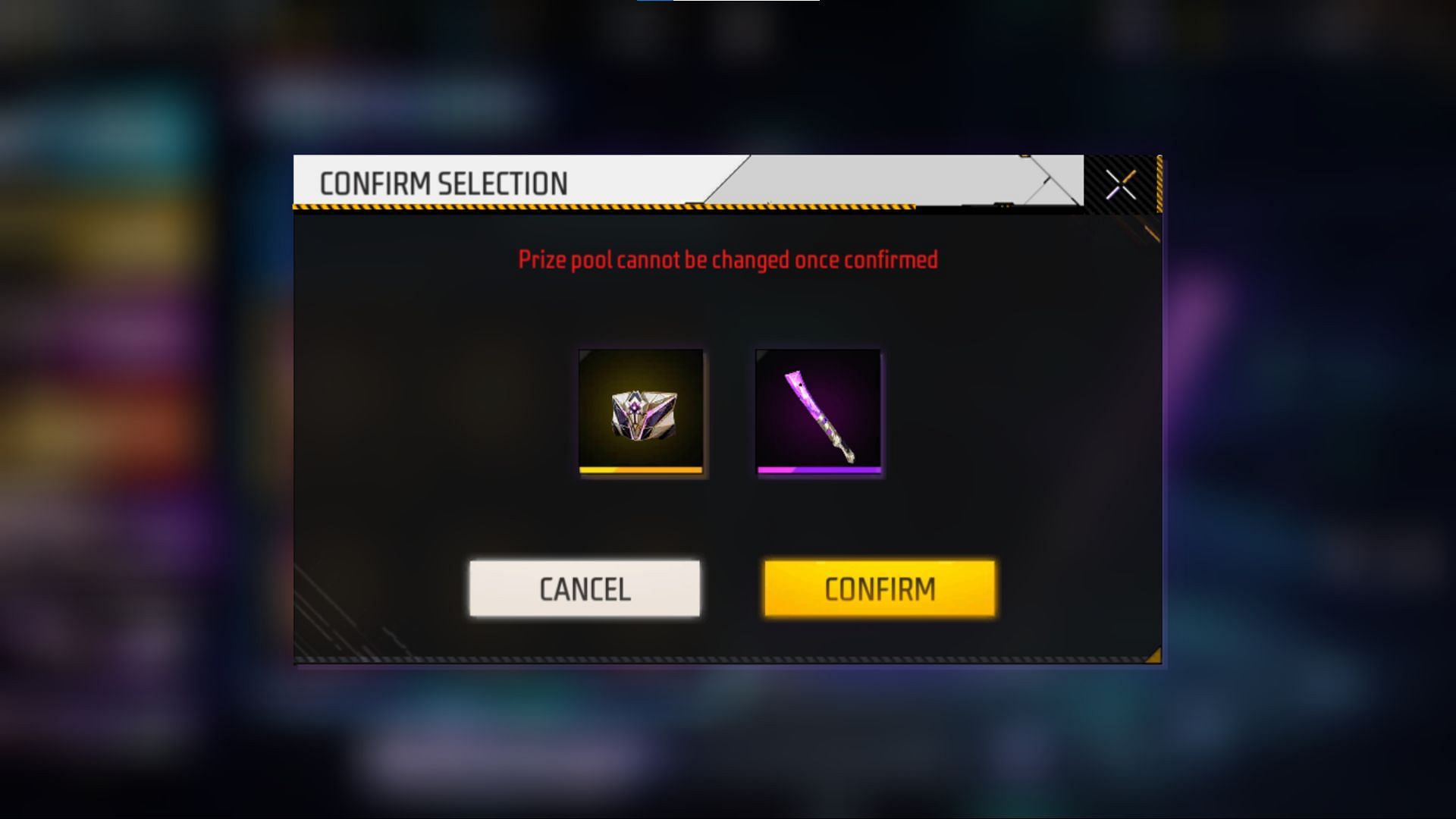 Once gamers have selected the items, they cannot change them (Image via Garena)