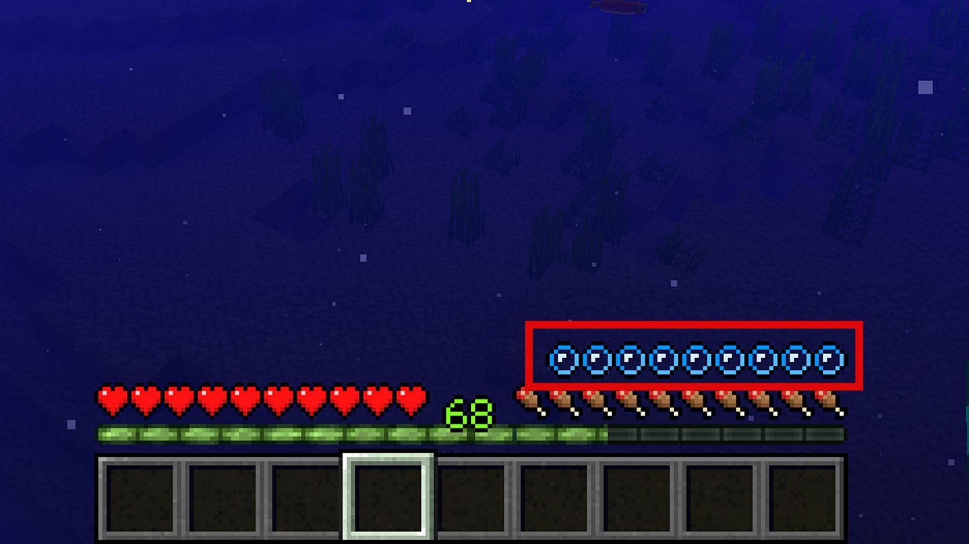 Bubble bar showing breathing time left underwater (Image via Mojang)