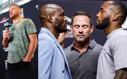 Justin Gaethje (left), Kamaru Usman (center), Leon Edwards (right)