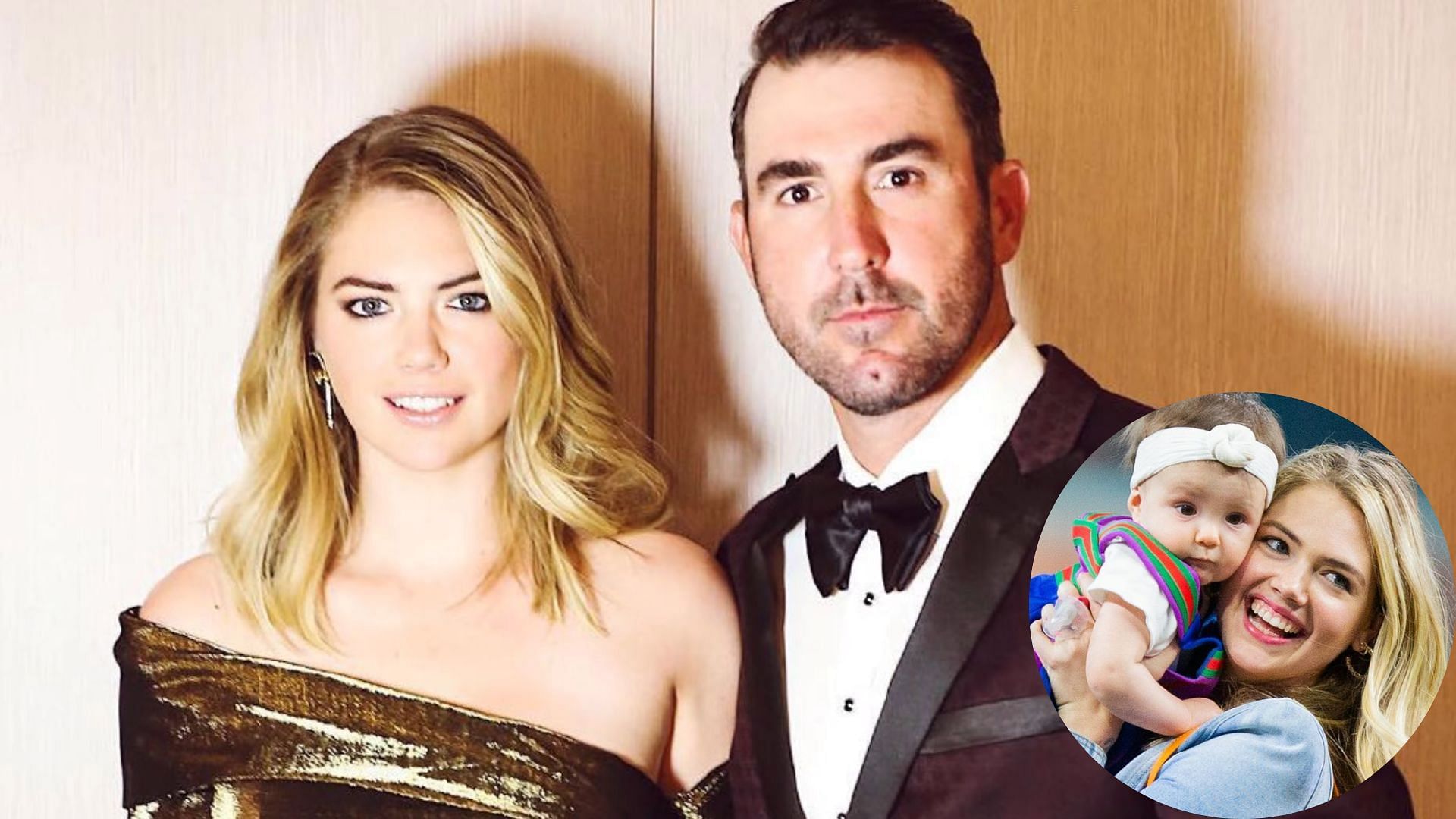 Kate Upton with Justin Verlander; Kate with her daughter, Genevieve (inset)