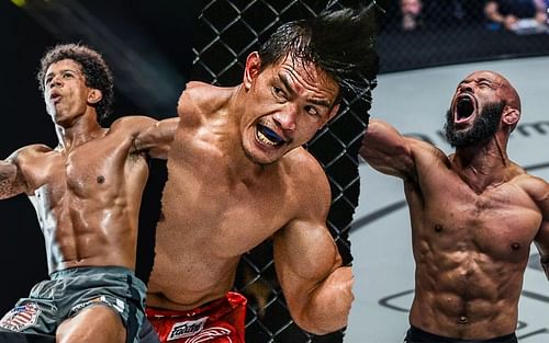 Adriano Moraes, Eduard Folayang, and Demetrious Johnson [Photo Credits: ONE Championship]