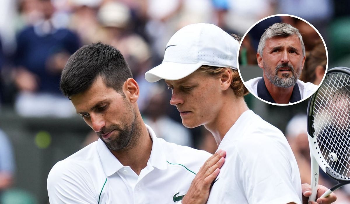 Novak Djokovic and Jannik Sinner at the 2022 Wimbledon Championships.
