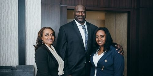 From left to right: Arnetta Yardbourgh, Shaquille O'Neal and Taahirah O'Neal.