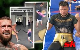 "Jr would KO Cejudo inside of 60 seconds" - Fans react to adorable video of Conor McGregor trying to teach his son MMA