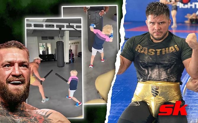 "Jr would KO Cejudo inside of 60 seconds" - Fans react to adorable video of Conor McGregor trying to teach his son MMA