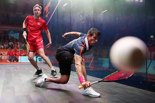 Squash - Commonwealth Games: Day 6 Saurav Ghosal in action during the bronze medal match