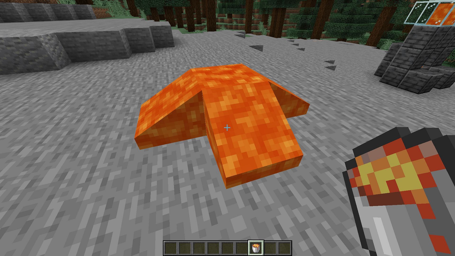 Lava buckets can be strategically used to harm opponents (Image via Minecraft)