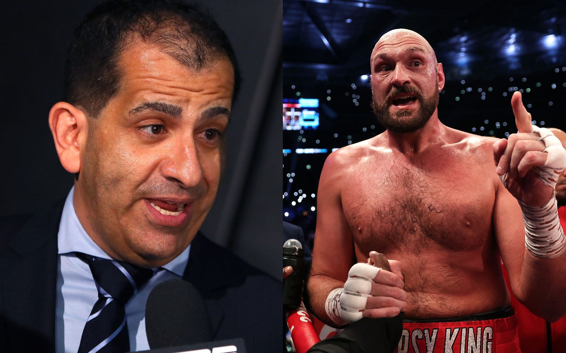 Stephen Espinoza (left), Tyson Fury (right)