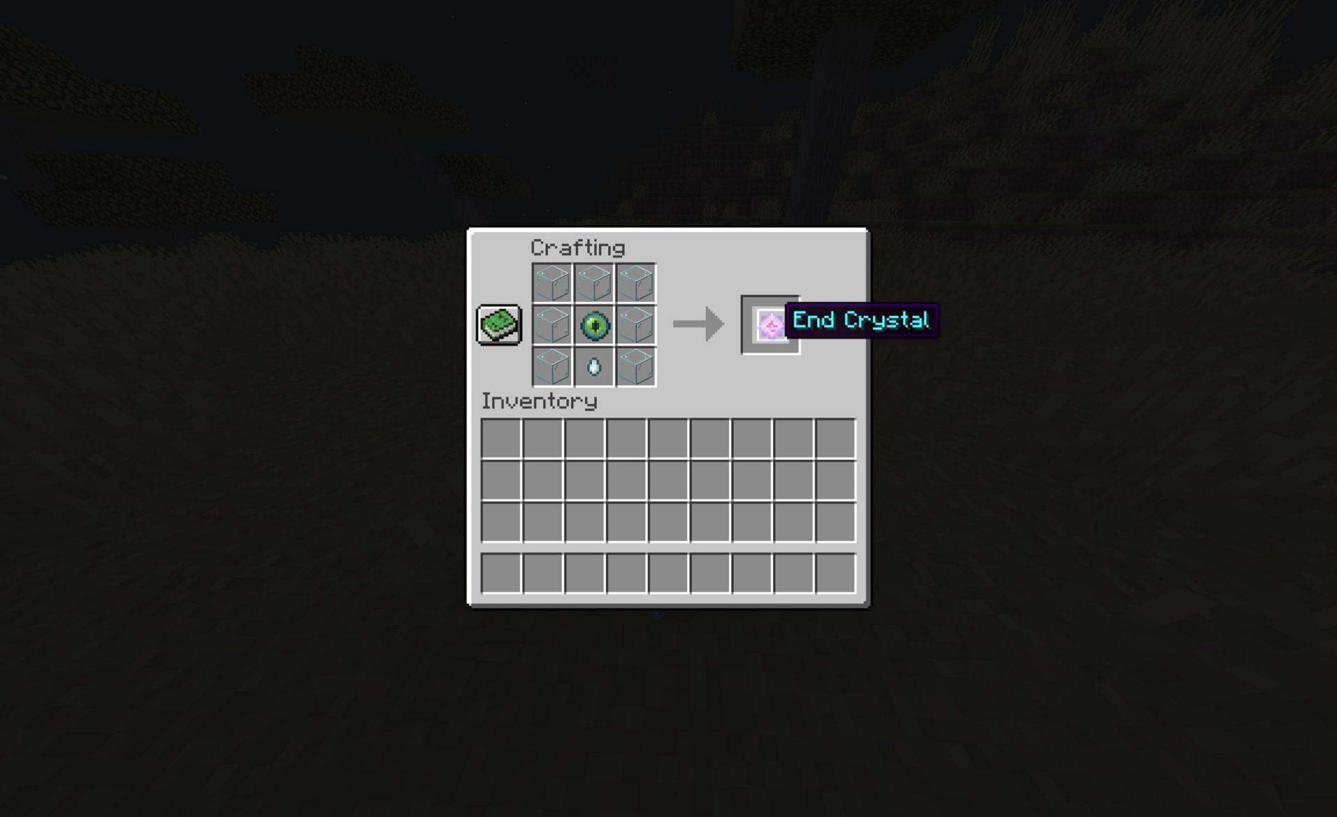 The recipe for an End Crystal (Image via Minecraft)