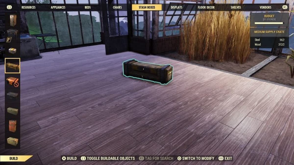 Players can set a Medium Supply Crate down in their camp (Image via Bethesda)