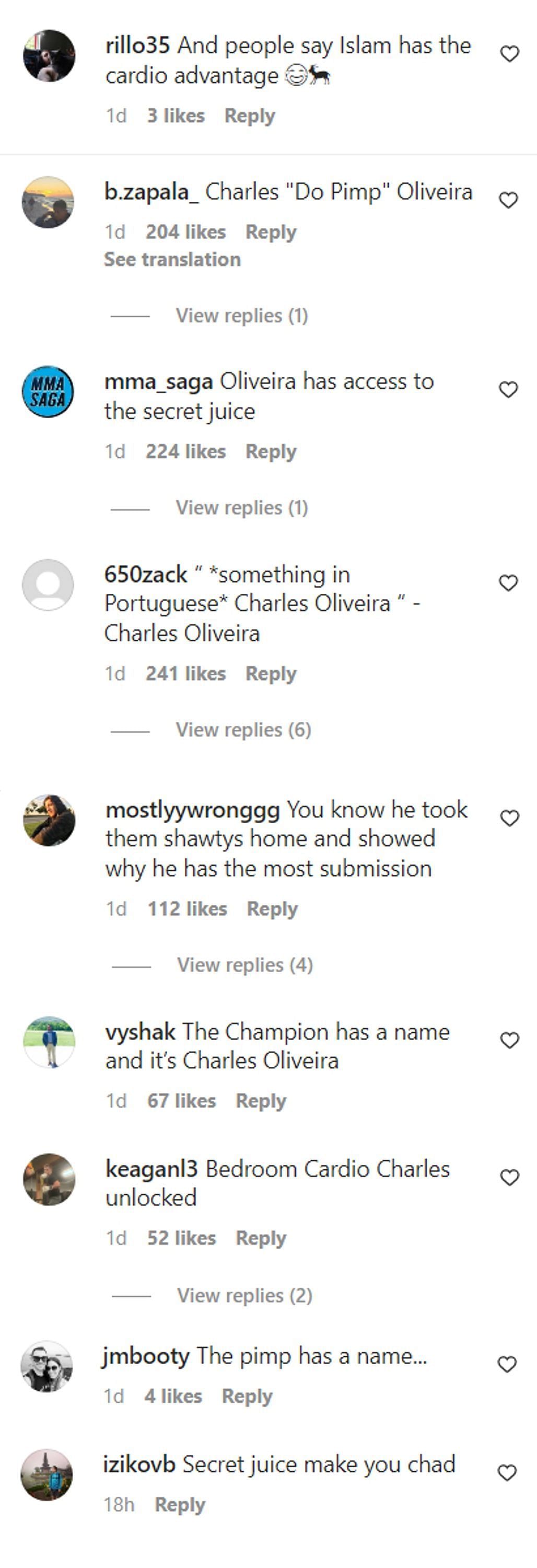 Fans react to Charles Oliveira posing with women