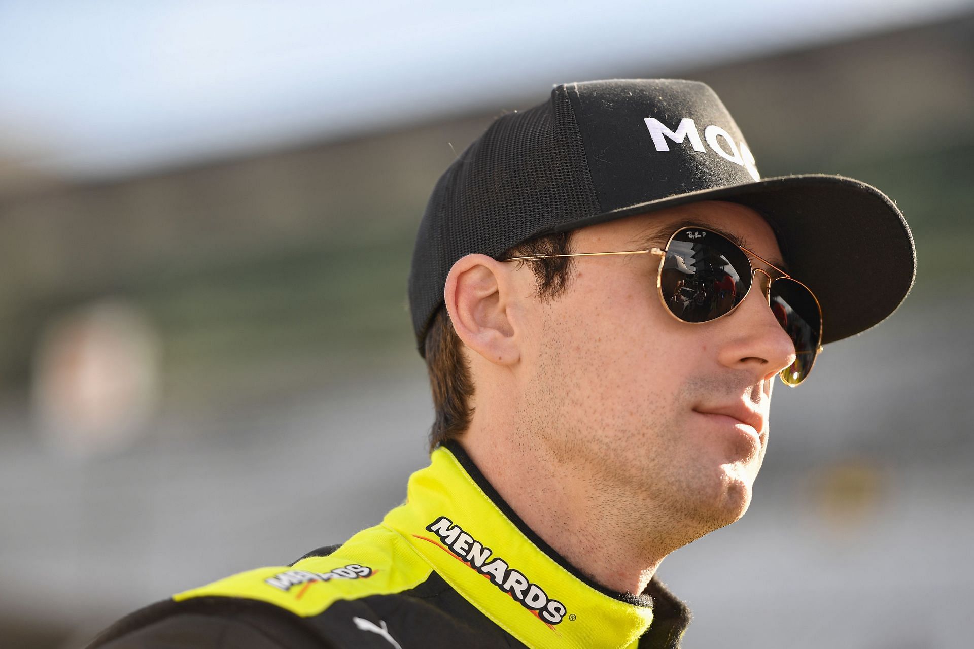 Blaney waits on the grid during practice for the NASCAR Cup Series Verizon 200 at the Brickyard at Indianapolis Motor Speedway