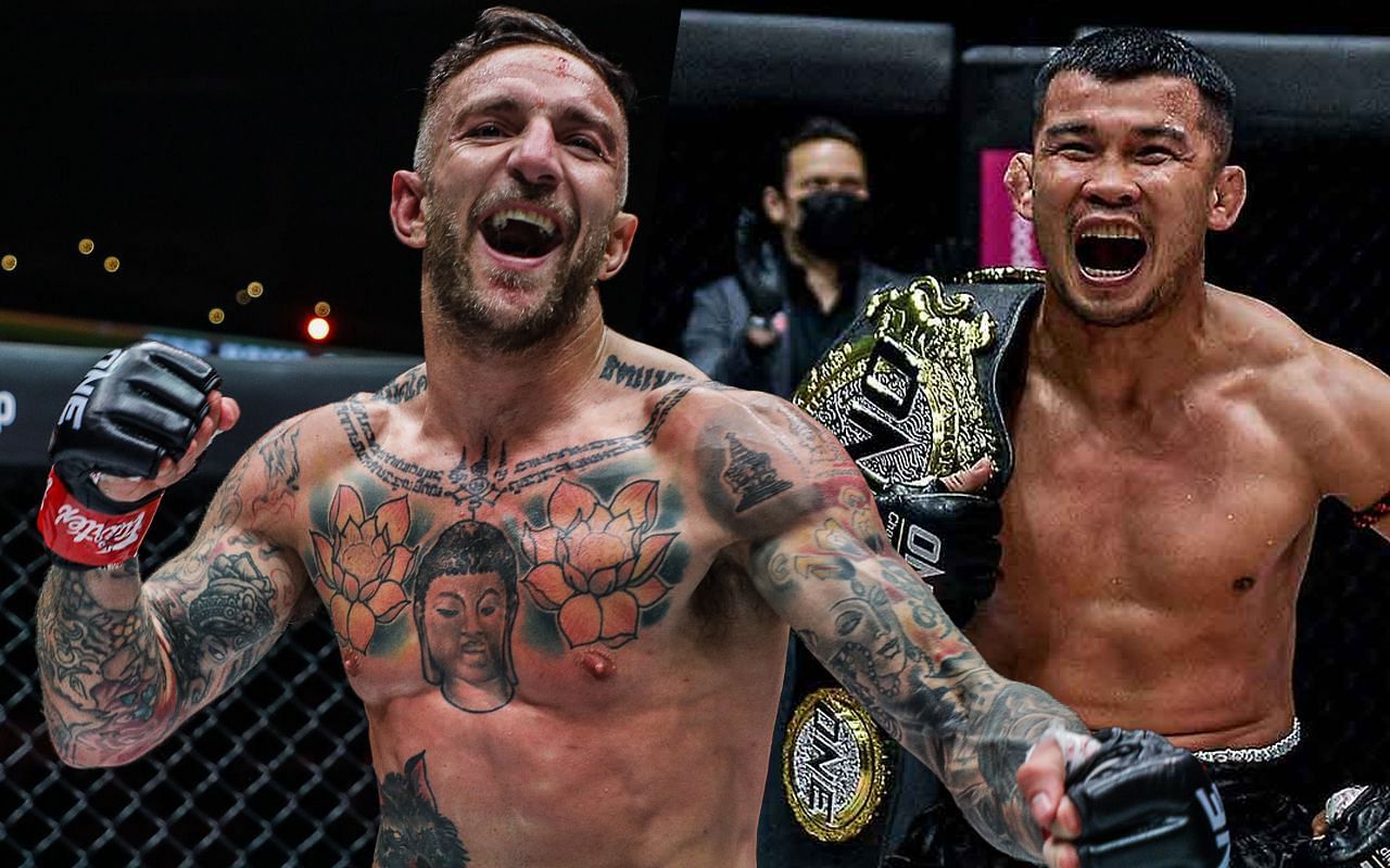 Liam Harrison (left) and Nong-O Gaiyanghadao (right) [Photo Credits: ONE Championship]