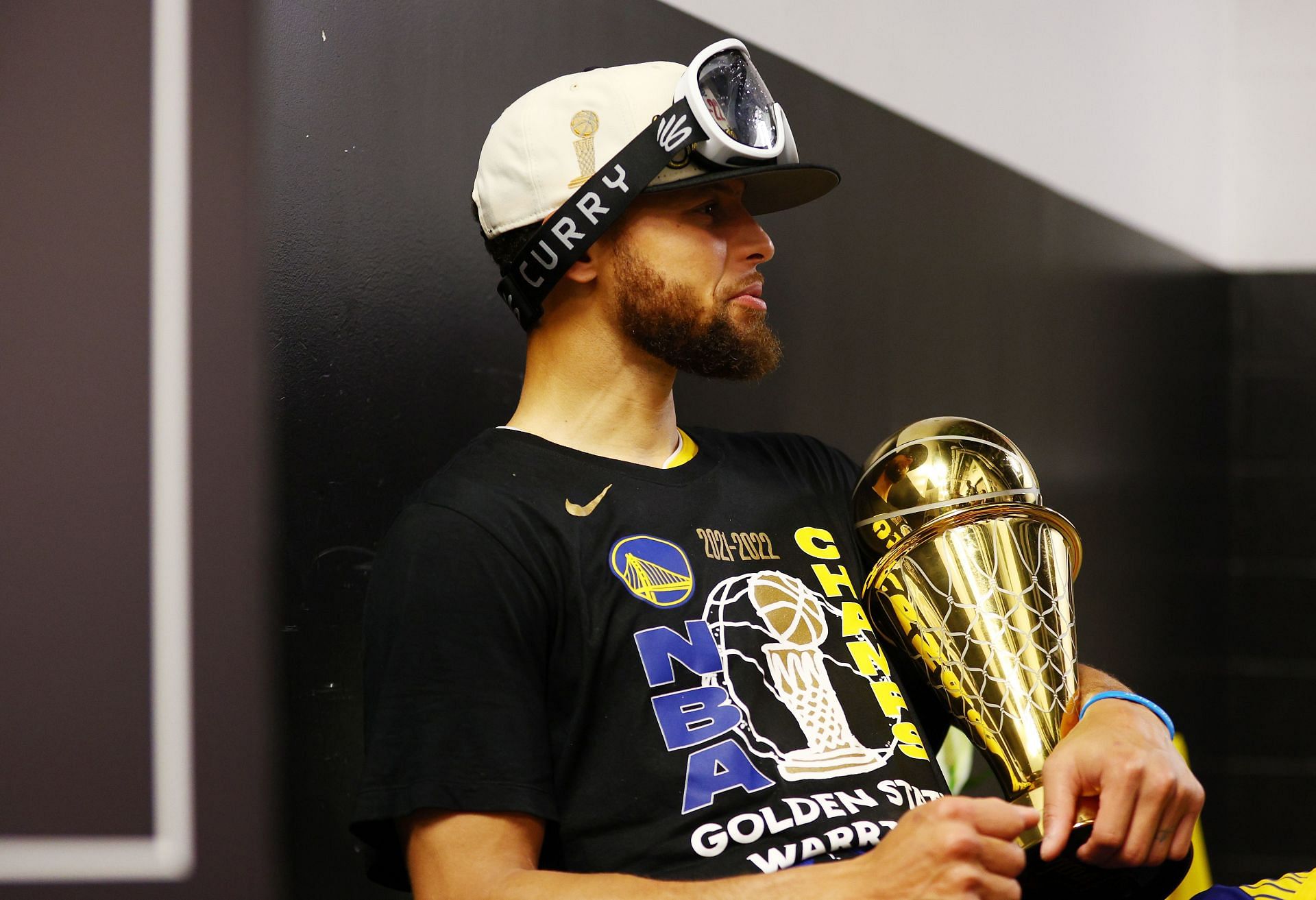 Stephen Curry of the Golden State Warriors celebrates their 2022 championship.