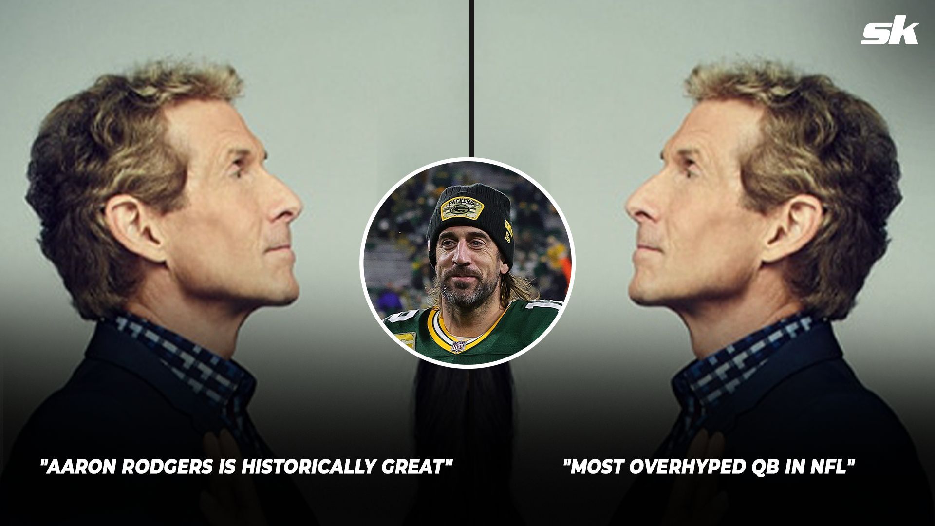 An NFL fan created a hilarious video featuring Skip Bayless debating himself. The subject was Aaron Rodgers.