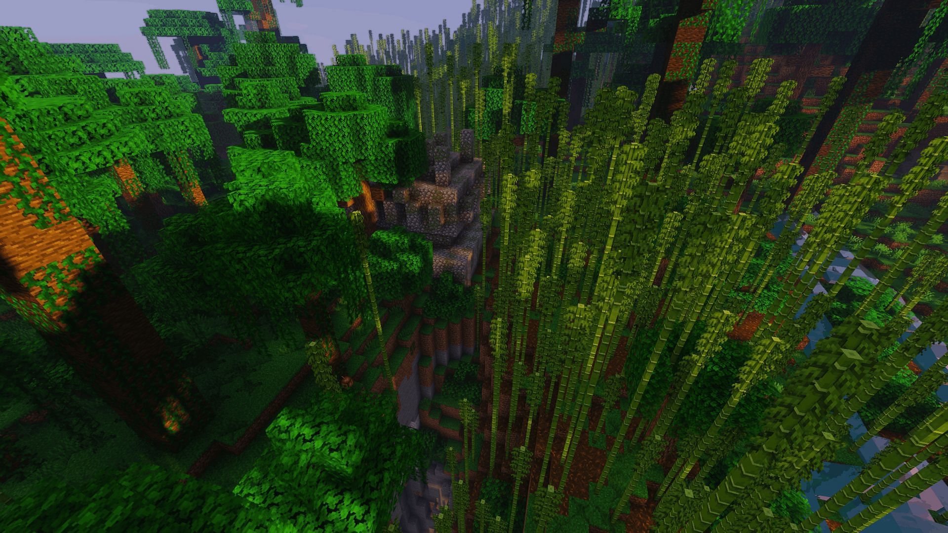A bamboo jungle next to a jungle temple (Image via Minecraft)
