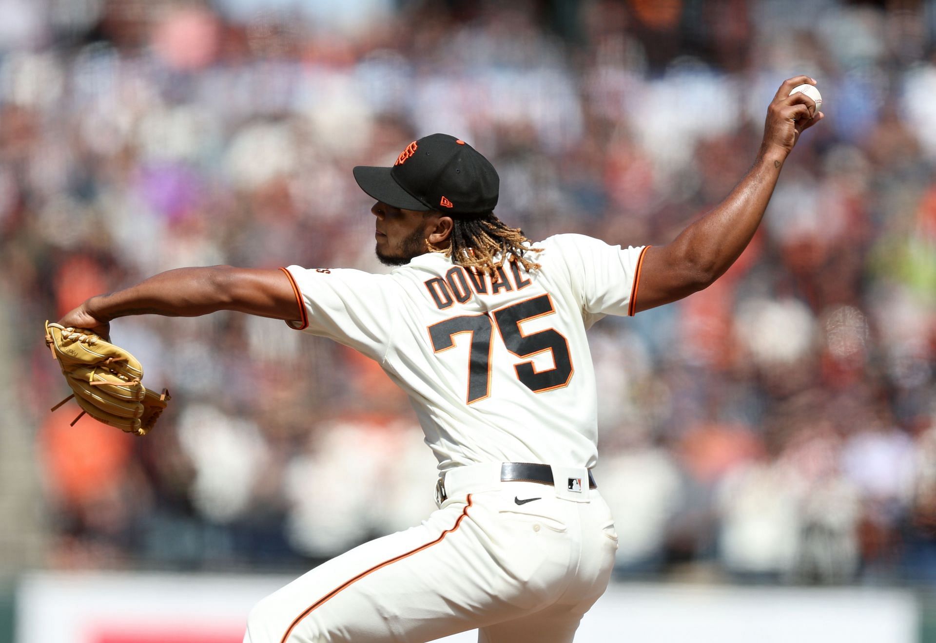 Camilo Doval of the San Francisco Giants pitches against the San Diego Padres