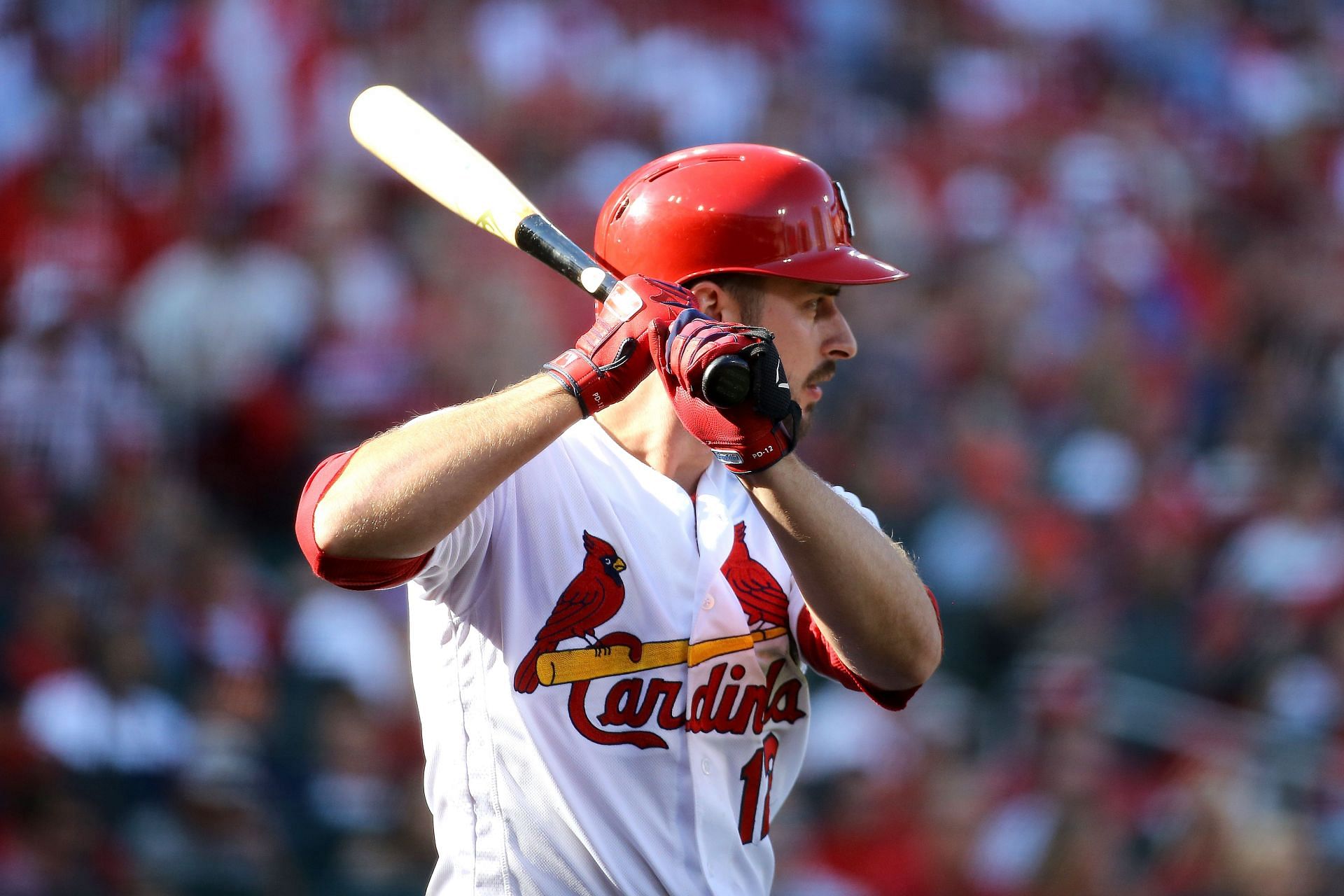 Paul Dejong looks on during the 2019 Divisional Series - Atlanta Braves v St Louis Cardinals - Game Four