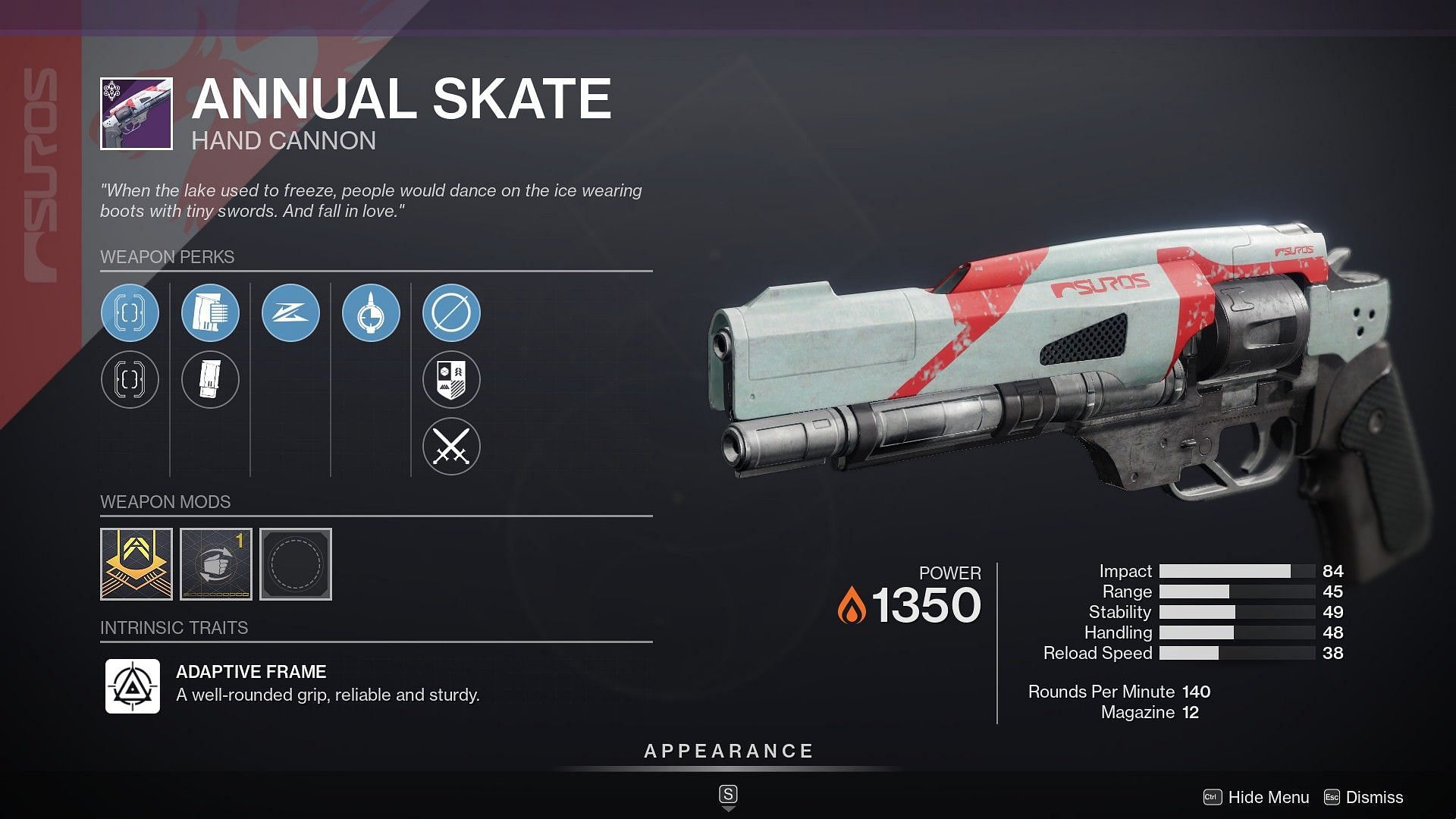 Annual Skate Hand Cannon for sale on Banshee right now (Image via Destiny 2)