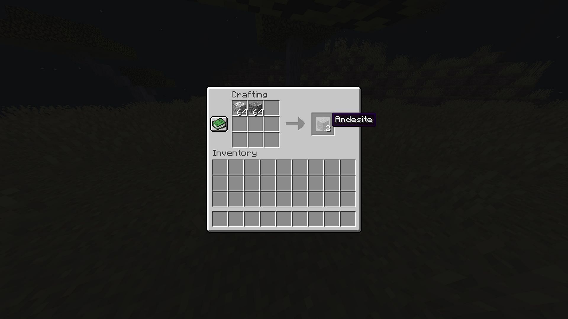 The recipe for andesite (Image via Minecraft)