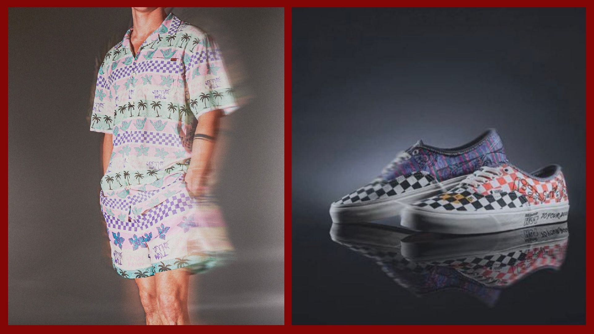 Take a look at the shirt and short set (left) and Surfer Boy Pizza Authentic shoes (right) (Image via Vans.com)