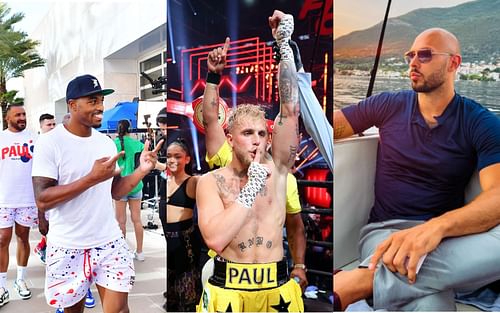 J'Leon Love (L), Jake Paul (M), and Andrew Tate (R) [ Images via Getty, @CobraTate on Instagram].