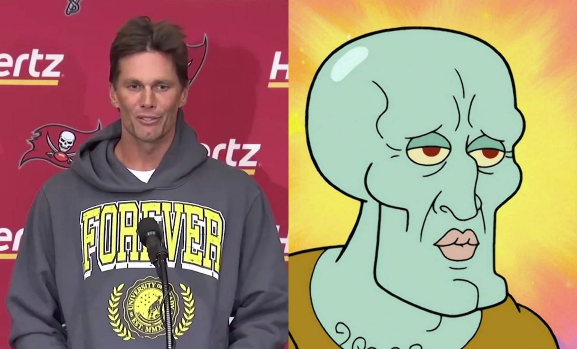 The quarterback was compared to Handsome Squidward (Images via ar_wise on Twitter)