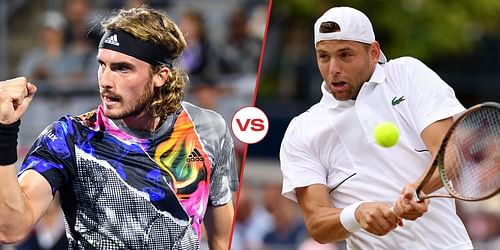 Tsitsipas (L) and Filip Krajinovic 