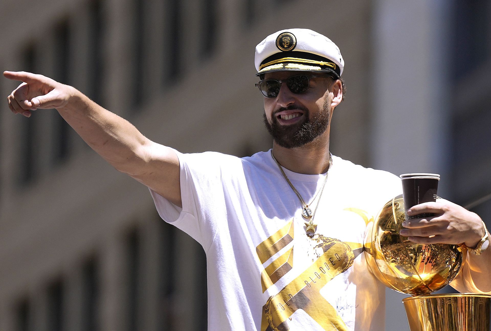 Klay Thompson at the Golden State Warriors Victory Parade &amp; Rally