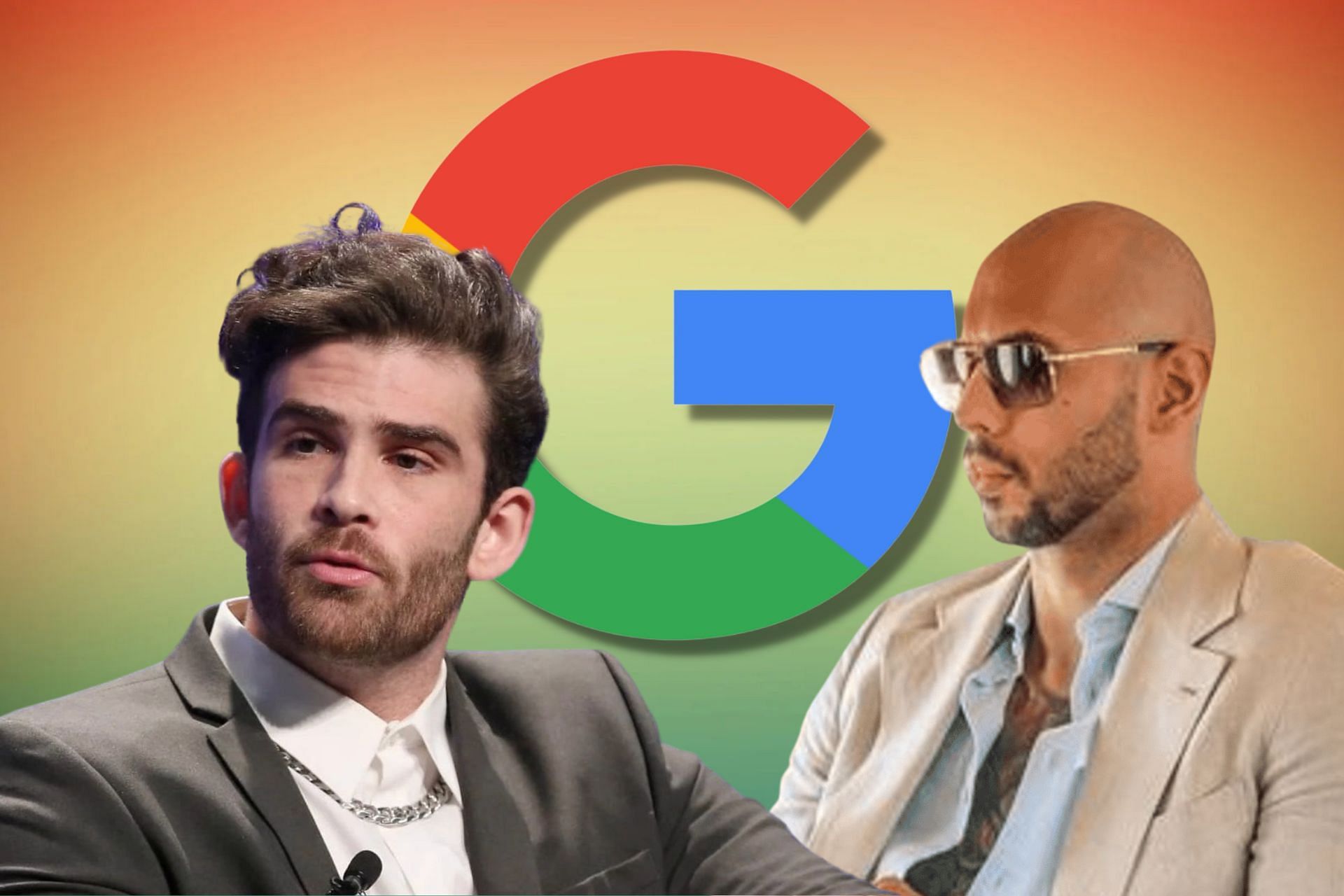 HasanAbi speaks about kickboxer Andrew Tate outranking both Trump and MrBeast in Google searches (Image via Sportskeeda)