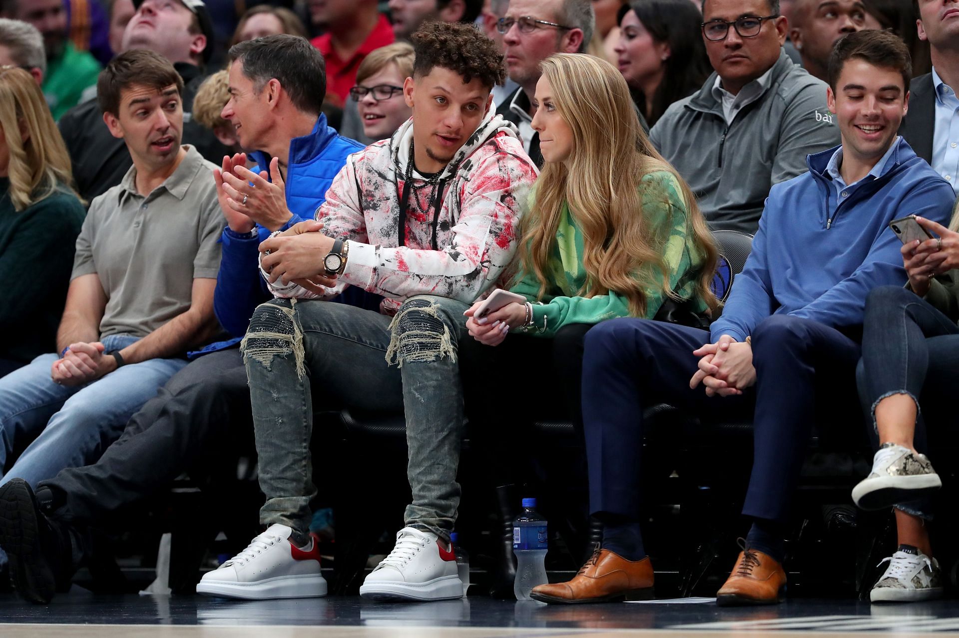 Patrick and Brittany Mahomes attending New Orleans Pelicans v Dallas Mavericks