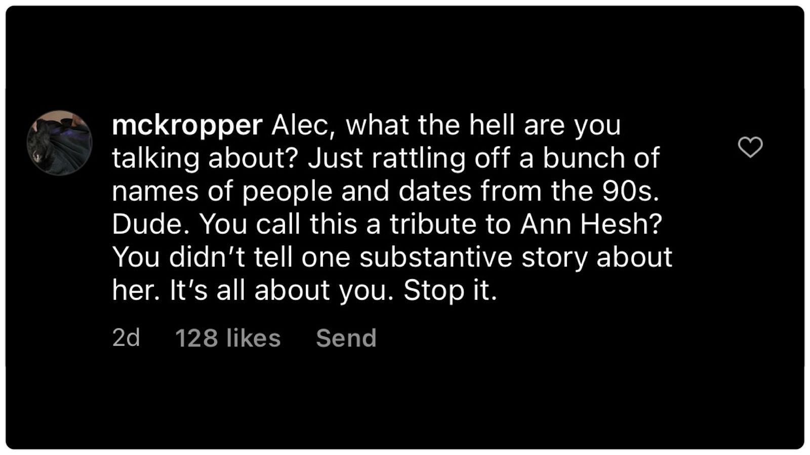 Screenshot of Alec Baldwin&#039;s comments section. (Image via alecbaldwininsta/Instagram)