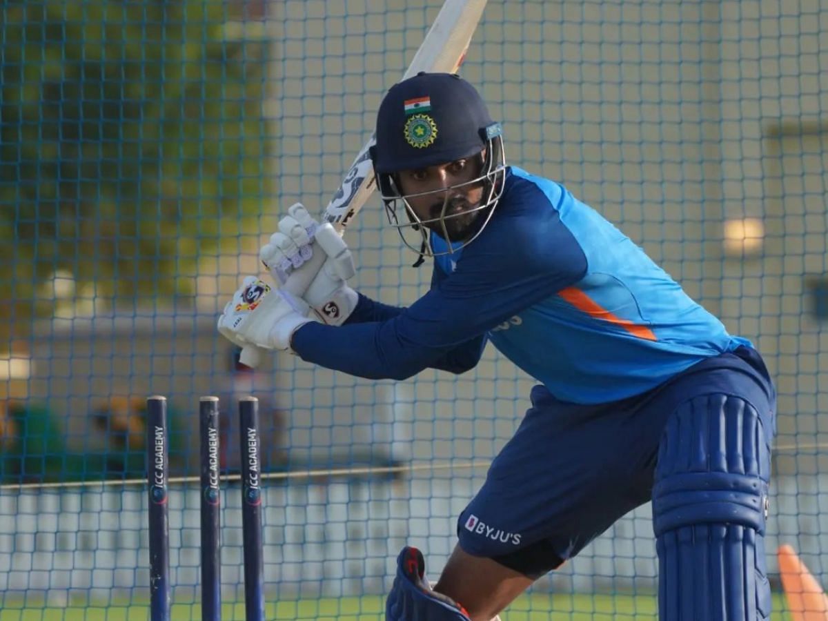 Eye on the ball: KL Rahul looks to launch a big one during practice